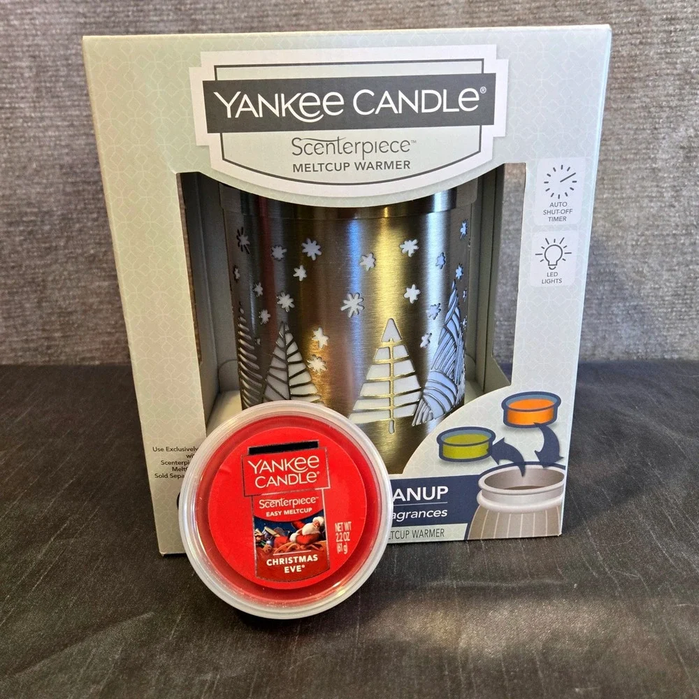Yankee Candle Scenterpiece MeltCup Warmer Silver Christmas Tree LED Timer + Melt